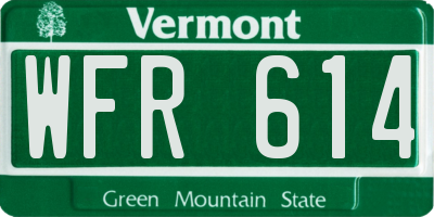 VT license plate WFR614