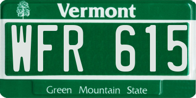 VT license plate WFR615