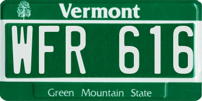 VT license plate WFR616