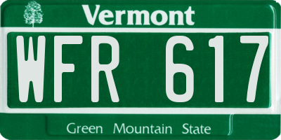 VT license plate WFR617