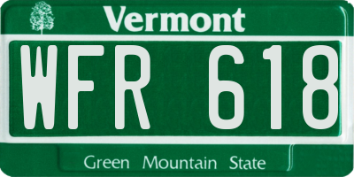 VT license plate WFR618