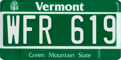 VT license plate WFR619