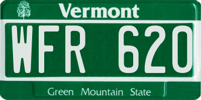 VT license plate WFR620