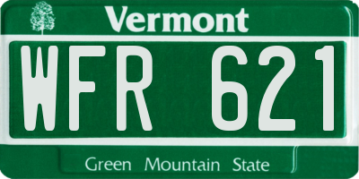 VT license plate WFR621