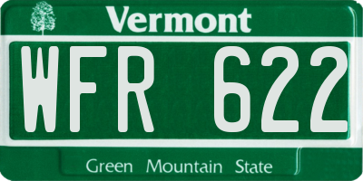 VT license plate WFR622