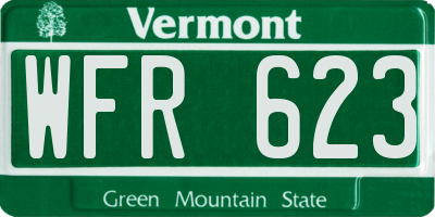 VT license plate WFR623