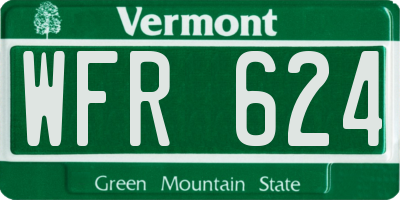 VT license plate WFR624
