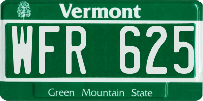 VT license plate WFR625