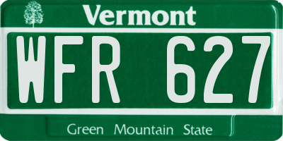 VT license plate WFR627