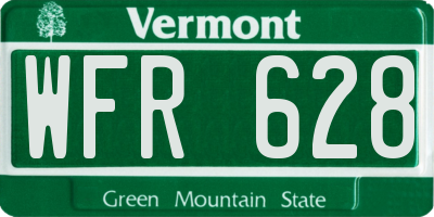 VT license plate WFR628
