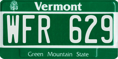 VT license plate WFR629