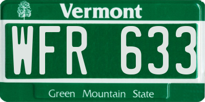 VT license plate WFR633