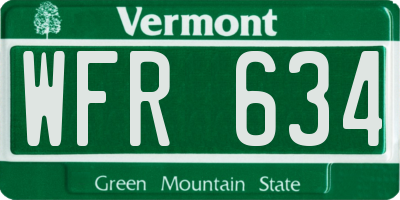 VT license plate WFR634