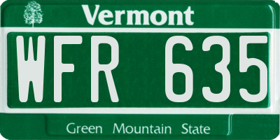 VT license plate WFR635