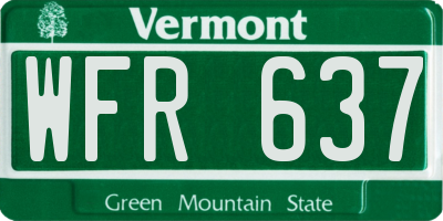 VT license plate WFR637