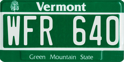 VT license plate WFR640