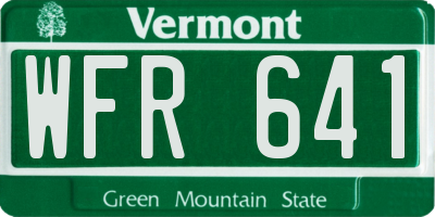 VT license plate WFR641