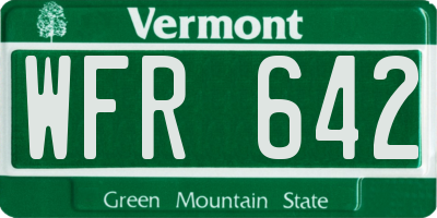 VT license plate WFR642