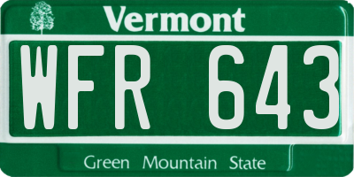 VT license plate WFR643