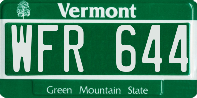 VT license plate WFR644