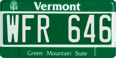 VT license plate WFR646