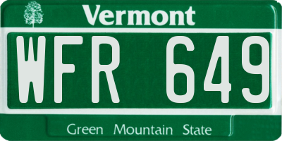 VT license plate WFR649