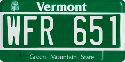 VT license plate WFR651