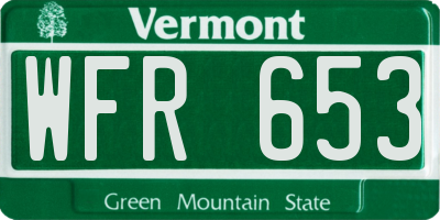 VT license plate WFR653