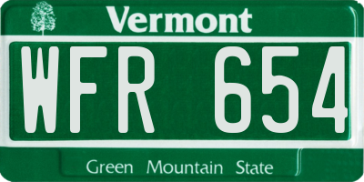 VT license plate WFR654