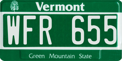 VT license plate WFR655
