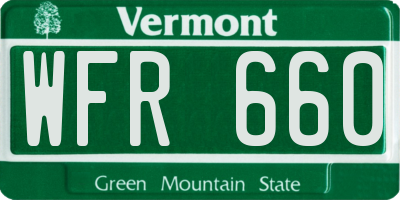 VT license plate WFR660