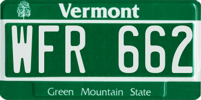 VT license plate WFR662