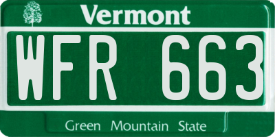 VT license plate WFR663