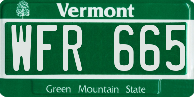VT license plate WFR665