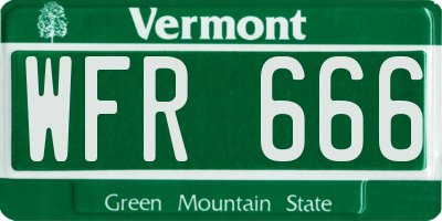 VT license plate WFR666