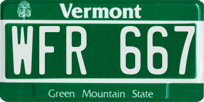VT license plate WFR667