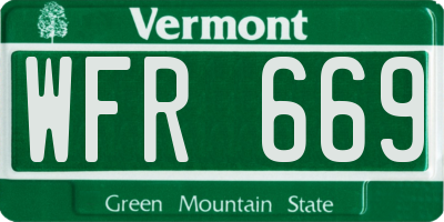 VT license plate WFR669