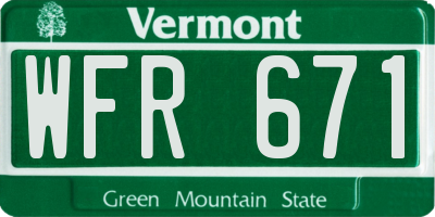 VT license plate WFR671