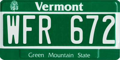 VT license plate WFR672