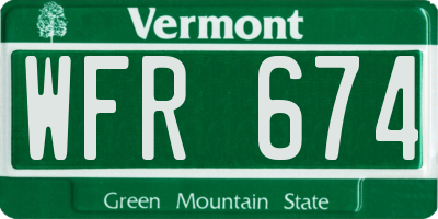VT license plate WFR674