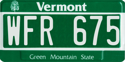 VT license plate WFR675