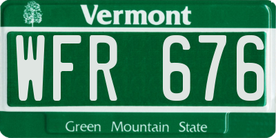 VT license plate WFR676