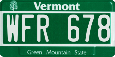 VT license plate WFR678