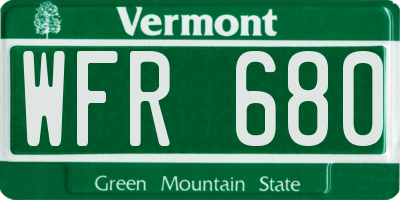 VT license plate WFR680