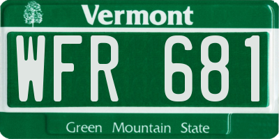 VT license plate WFR681