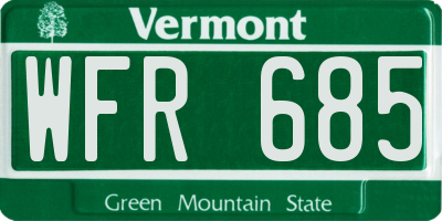 VT license plate WFR685