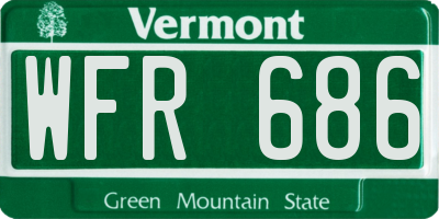 VT license plate WFR686