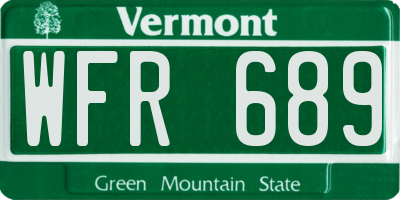 VT license plate WFR689