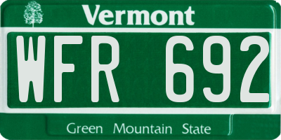 VT license plate WFR692