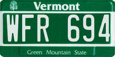 VT license plate WFR694